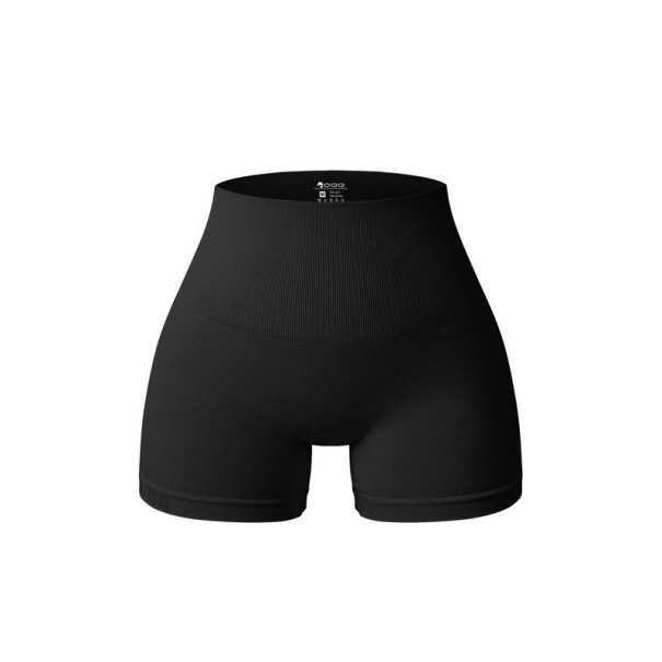 Pantaloni scurți sport fără cusături pentru femei, talie înaltă, elastici, pantaloni scurți de antrenament, colanți de sală fără cusături, pantaloni scurți confortabili pentru sport negru M