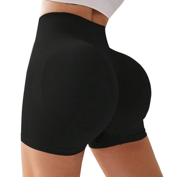 Pantaloni scurți sport pentru femei, talie înaltă, cu efect push-up, pantaloni scurți de ridicare pentru yoga, fitness, alergare negru S