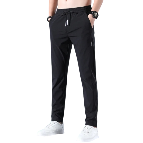Pantaloni sport pentru bărbați, respirabili, elastici, cu croială dreaptă, casual, confortabili, pentru purtare de zi cu zi, talie lejeră, eleganți, aerisiți negru S