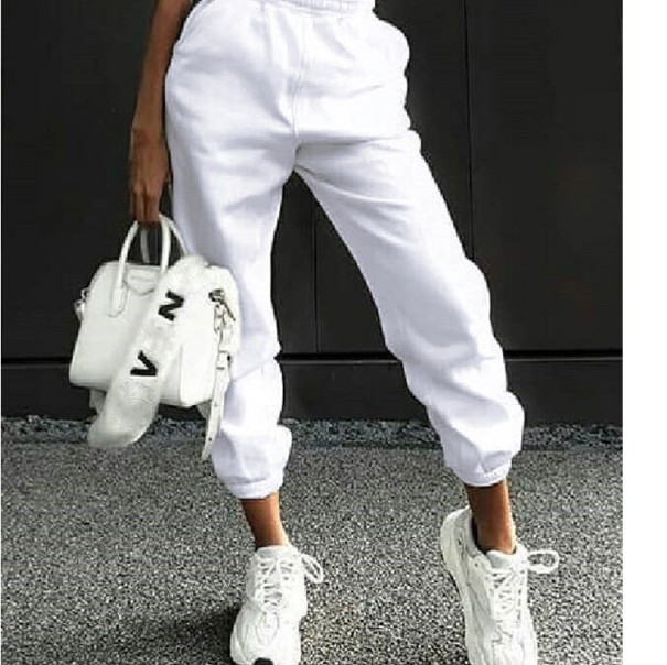Pantaloni trening de femei A235 alb XS