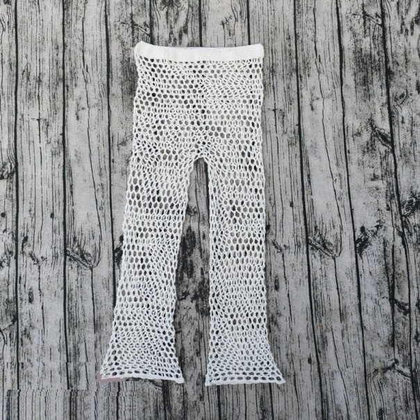 Pantaloni tricotati pentru femei P1102 alb S