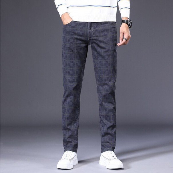 Pantalons à carreaux pour hommes F1464 gris foncé 40