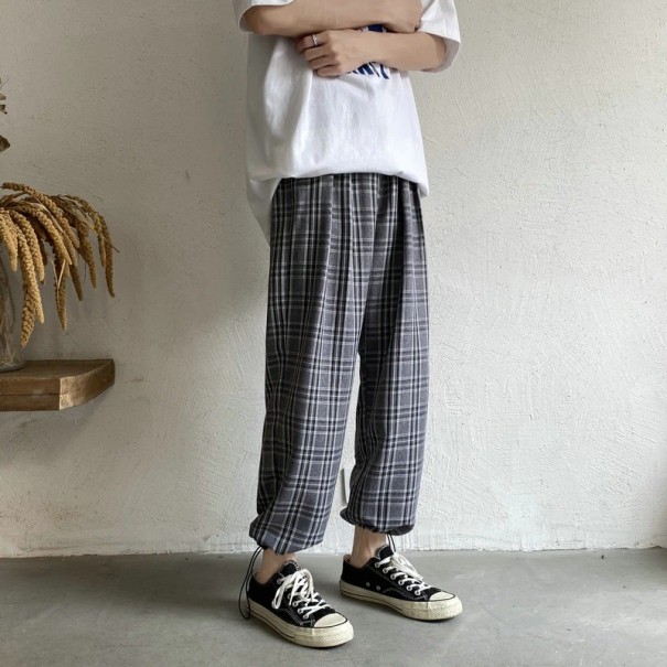 Pantalons à carreaux pour hommes F1610 gris M