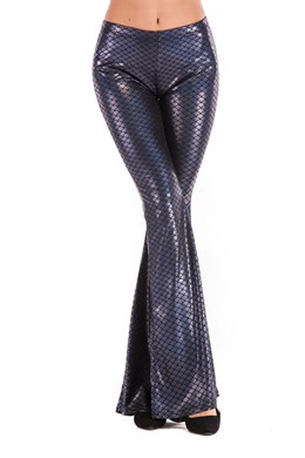 Pantalons brillants pour femmes A422 bleu foncé XS