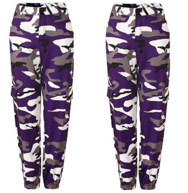 Pantalons camouflés pour femmes J2825 violet XL