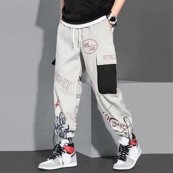 Pantalons de hip hop pour hommes F1455 gris clair M