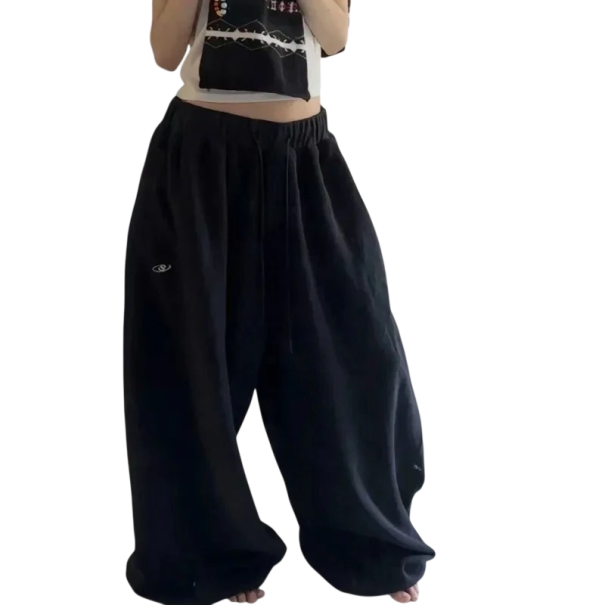 Pantalons de jogging pour femmes avec poches, cordon de serrage et logo sur le côté, unis, polyester et coton, confortables et stylés pour les loisirs noir S