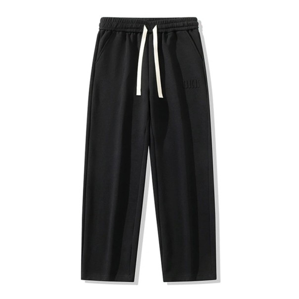 Pantalons de survêtement pour hommes avec jambes larges et taille élastique avec cordon de serrage, complétés par deux poches avant noir XL