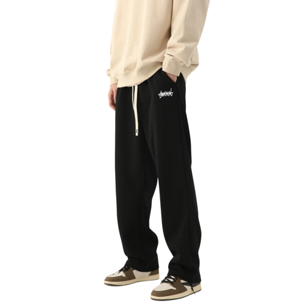 Pantalons de survêtement pour hommes unis avec impression sur le côté à cordon avec poches en polyester Confortables pour les loisirs et les activités sportives noir S