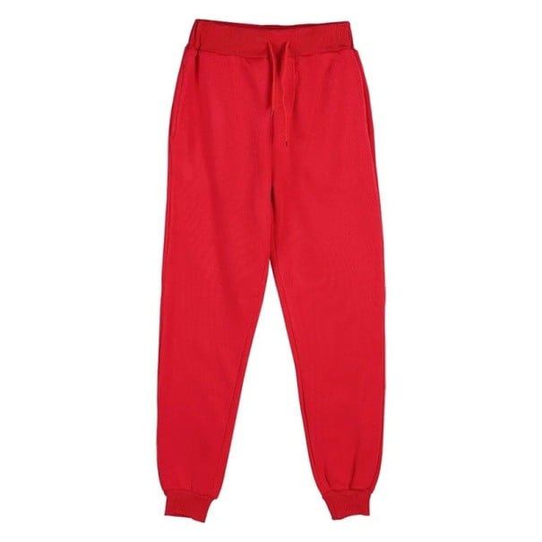 Pantalons de survêtement pour hommes unis avec poches et cordon en polyester Confortables et stylés pour un usage quotidien rouge L