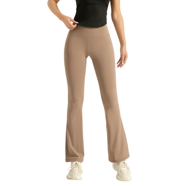 Pantalons de yoga pour femmes avec taille haute Leggings évasés pour l'exercice et les loisirs Pantalons de sport élastiques et confortables pour femmes beige XL
