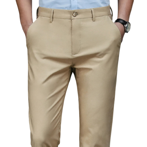 Pantalons droits pour hommes élégants Pantalons de style Smart Casual Coupe confortable pour des occasions formelles et informelles kaki 33