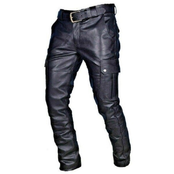 Pantalons en cuir pour hommes F1564 noir M