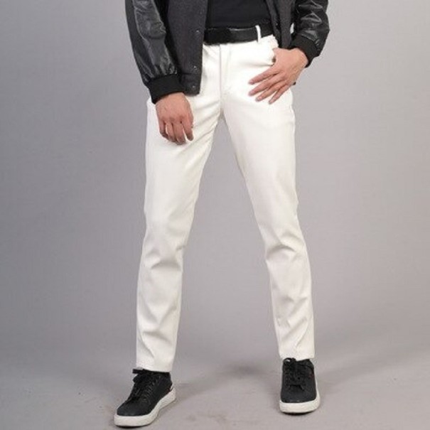 Pantalons en cuir pour hommes F1590 blanc 32