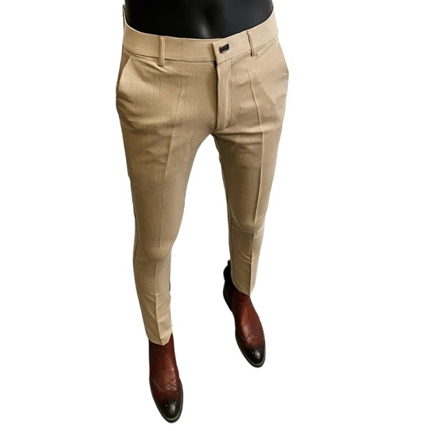 Pantalons habillés pour hommes avec poches Unis Élégant coupe droite COTON POLYESTER SPANDEX Pantalons confortables pour hommes au travail et lors d'occasions formelles kaki 28