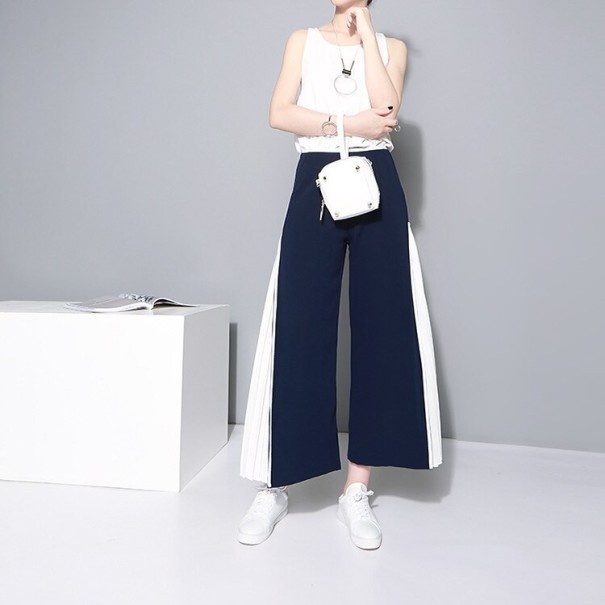 Pantalons pour femmes à jambes larges bleu foncé XL