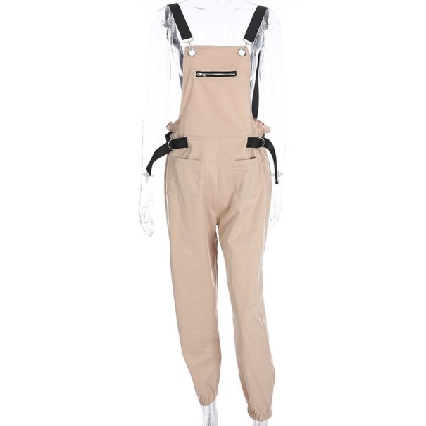 Pantalons pour femmes avec salopette A1997 beige L