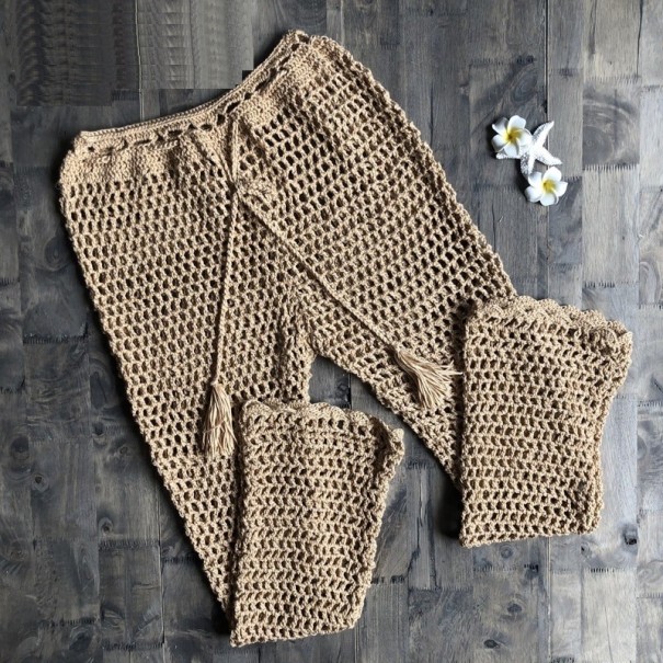 Pantalons tricotés pour femmes P792 beige S