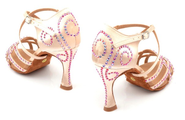 Pantofi de dans pentru femei cu strasuri bej 33 6 cm