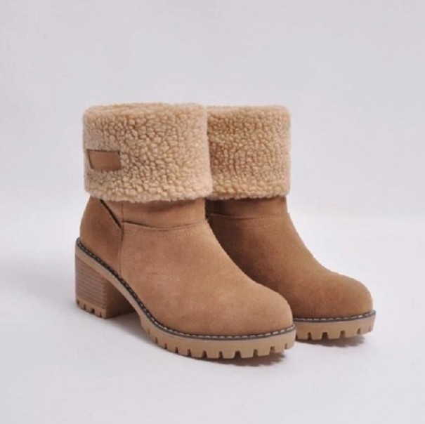 Pantofi de iarnă de damă cu toc J834 cremos 35