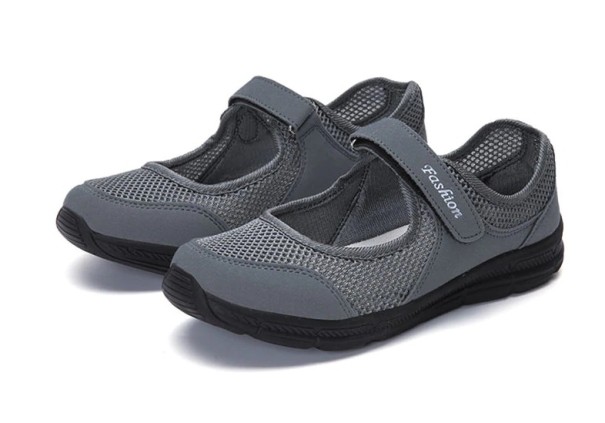 Pantofi de vară pentru femei, cu velcro gri inchis 40