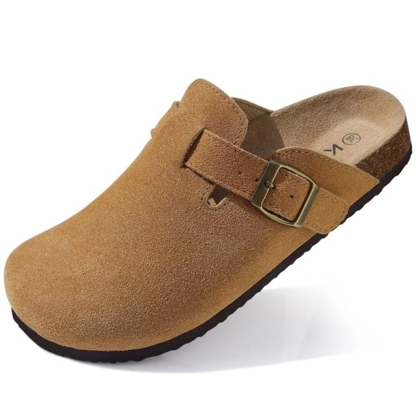 Pantofle in sughero scamosciato con soletta anatomica Supporto dell'arco Pantofle da casa per uomini e donne Calzature ergonomiche morbide kaki 37