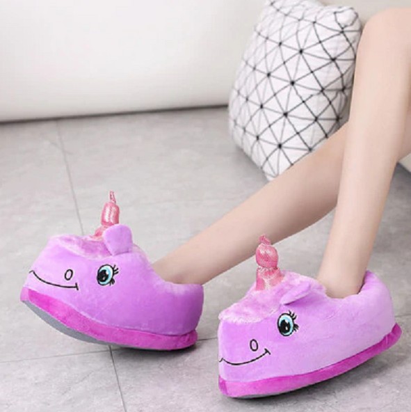 Pantofole Calde da Donna - Unicorno viola 39