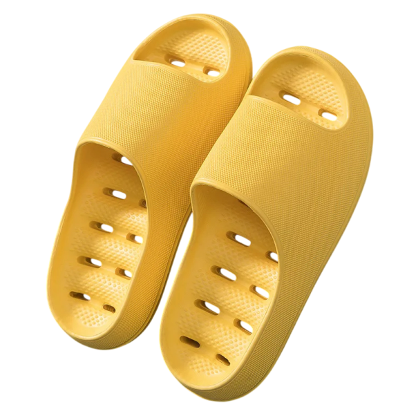 Pantoufles antidérapantes pour femmes avec des ouvertures pour l'évacuation de l'eau Chaussures légères pour la salle de bain Pantoufles à séchage rapide Pantoufles respirantes Coupe confortable jaune 38-39