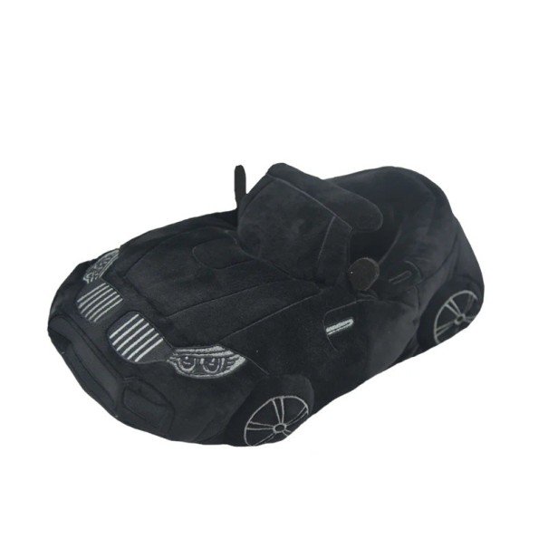 Pantoufles en peluche en forme de voiture Pantoufles douces pour la maison pour femmes et hommes Taille EU 36–43 Longueur du pied 27 cm Chaussures d'hiver originales noir