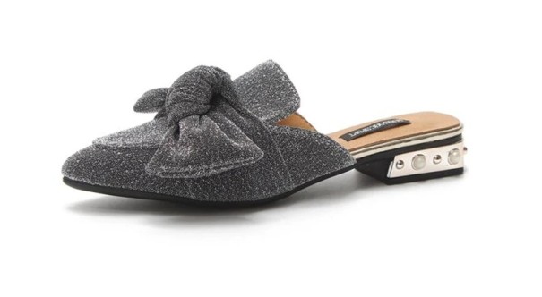 Pantoufles pour femmes avec nœud gris 37