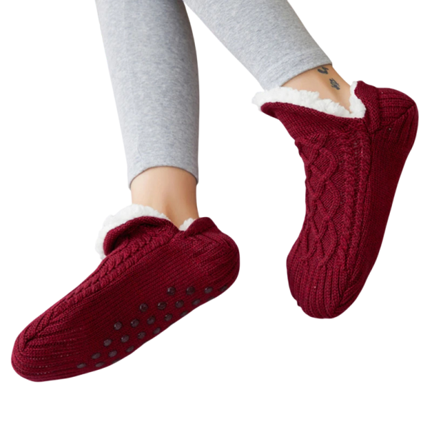 Pantoufles pour hommes EU 43-45 en polyester douces, chaudes et confortables pour la maison, légères, antidérapantes, à porter en hiver et toute l'année bordeaux