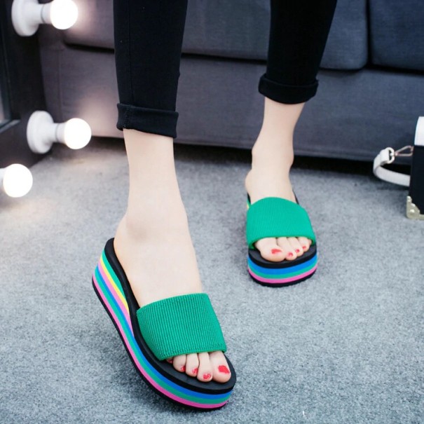 Pantufas coloridas para senhora com plataforma verde 35