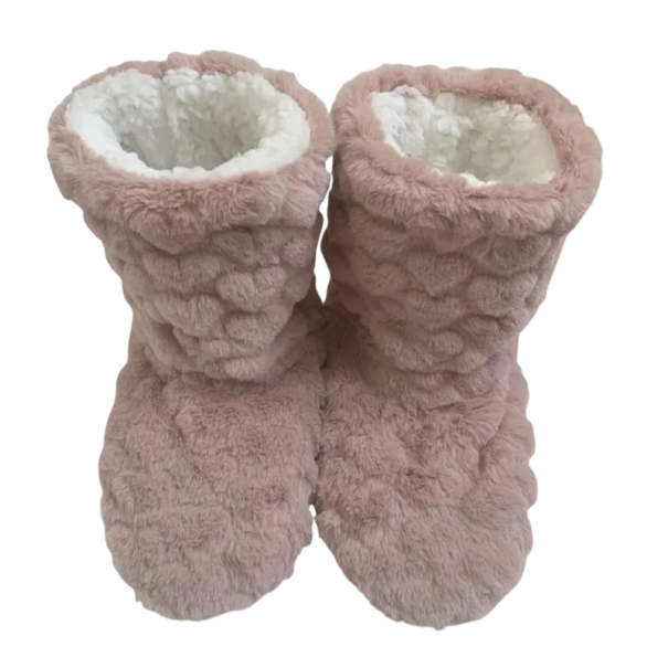 Pantufas de inverno altas em pelúcia com sola antiderrapante Pantufas quentes e peludas Confortáveis calçados domésticos para o inverno para mulheres rosa 35-37