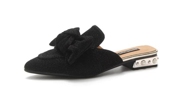 Pantufas femininas com laço preto 35