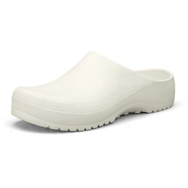 Pantufas impermeáveis fechadas para mulheres e homens Unisex calçado doméstico com biqueira coberta Sola macia Sola antiderrapante Calçar confortável branco 44-45