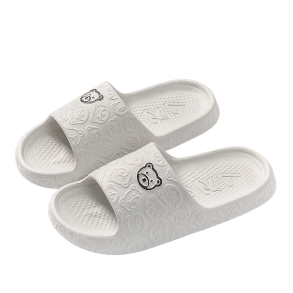 Pantufas masculinas com motivo de urso Macias e confortáveis pantufas de casa com design adorável Sola antiderrapante Pantufas quentes para homens cinzento 40-41