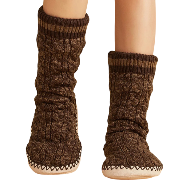 Pantuflas de felpa estilo calcetín, gruesas y suaves, con suela antideslizante, cálidas y para el invierno. marrón 40-41