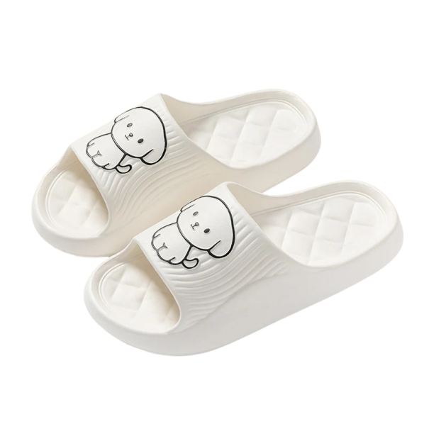 Pantuflas suaves y flexibles antideslizantes para adultos, con estampado de perro de dibujos animados, cómodas y lindas, unisex. blanco 38-39
