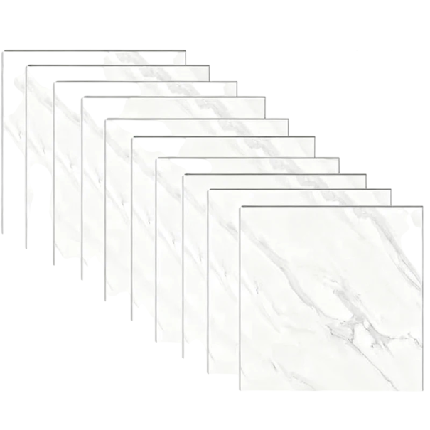 Papel de parede autocolante em mármore à prova de água  Papéis de parede em vinil 10 pcs Para cozinhas, casas de banho e decorações de interiores branco