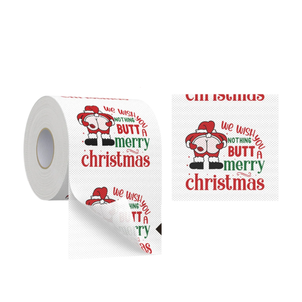 Papel higiénico navideño 10 x 10 cm 2 capas Rollo decorativo con motivos navideños Servilletas de papel Utensilios de cocina para el hogar Decoración 1