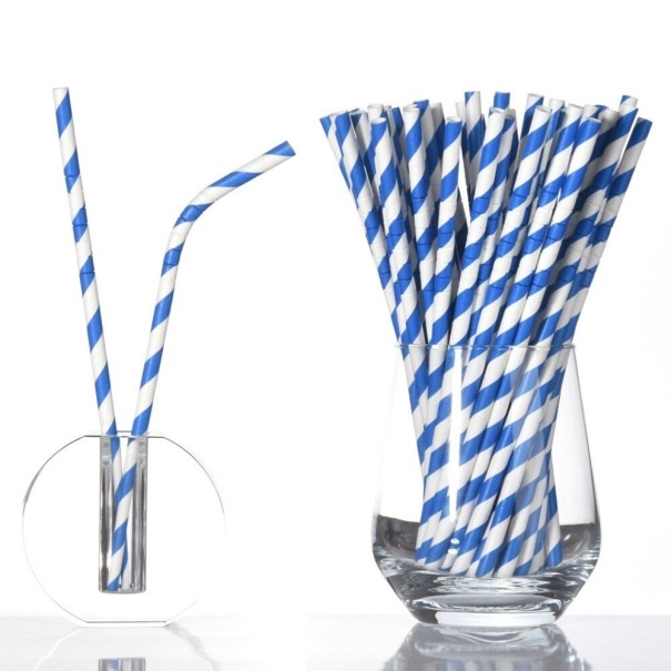 Papieren rietjes 25 stuks C58 blauw
