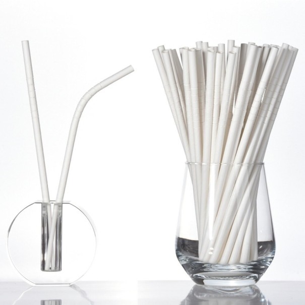 Papieren rietjes 25 stuks C58 wit