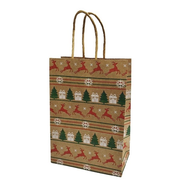 Papieren zak met kerstmotief 21 x 15 x 8 cm 4 stuks 1