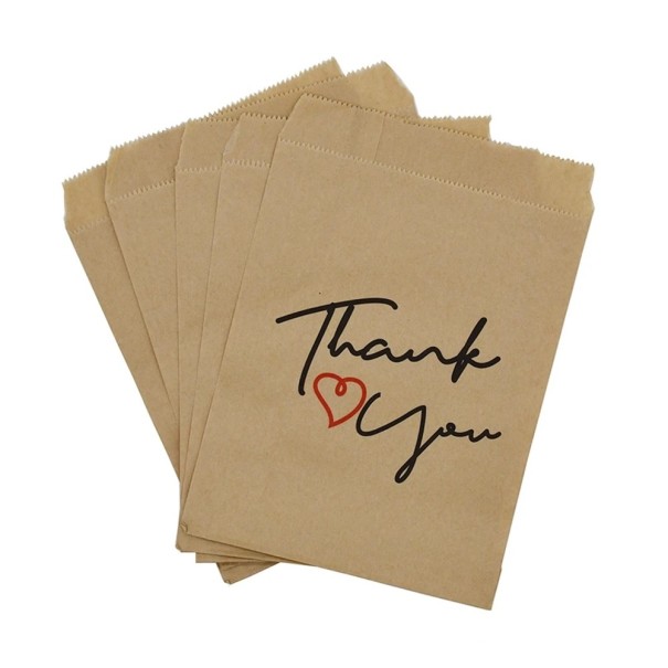 Papiergeschenktüten 25 Stück 13 x 18 cm Krafttüten mit dem Aufdruck Thank You Hochzeits- und Valentinstagsbeutel für Süßigkeiten hellbraun 1