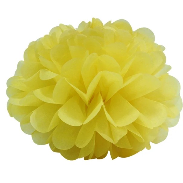 Papierlaterne Blume hängende Dekoration 20 cm aus Seidenpapier Pom Pom Kugel für Geburtstagsfeiern Hochzeiten und Party Dekoration gelb