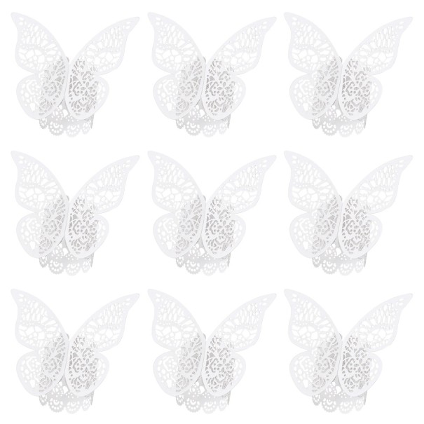 Papierový krúžok na obrúsky s motýľom 50 ks biela