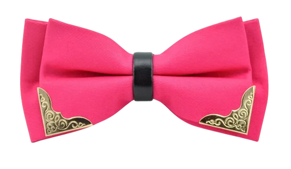 Papillon doppio da uomo con bordo metallico rosa scuro