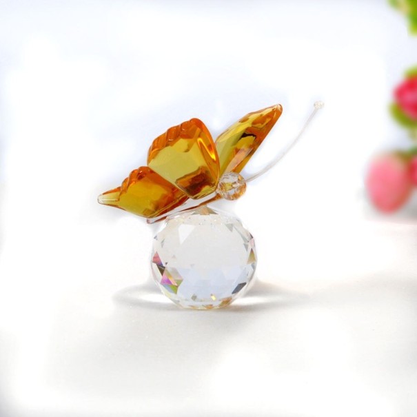 Papillon en cristal décoratif jaune