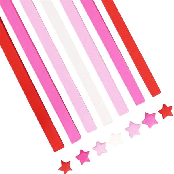 Papírové proužky na origami 540 ks 21,8 × 1 cm oboustranný barevný papír červená růžová světle růžová bílá DIY tvoření 1