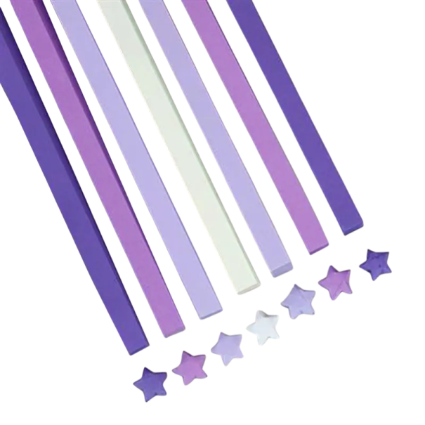 Papírové proužky na origami 540 ks 21,8 × 1 cm oboustranný barevný papír fialová světle fialová bílá DIY tvoření dekorace 1
